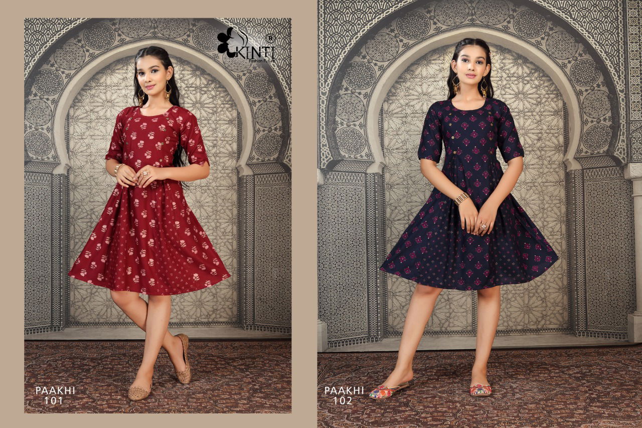 Kinti Paakhi 1 Rayon Printed Regular Wear Kids Kurti Collection